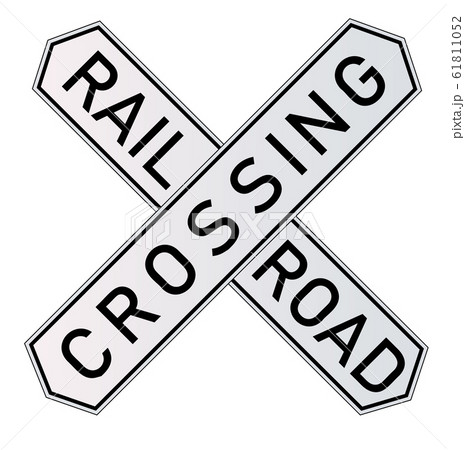 vector detailed railway warning signs isolated on white background. 61811052