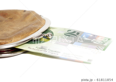 Swiss fifty francs in wallet isolated on white Swiss fifty francs in wallet isolated on white 61811854