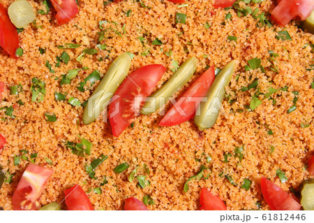 a turkish meal, kisir, bulghur, as background a turkish meal, kisir, bulghur, as background 61812446