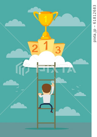 climb to trophy over clouds. 61812683