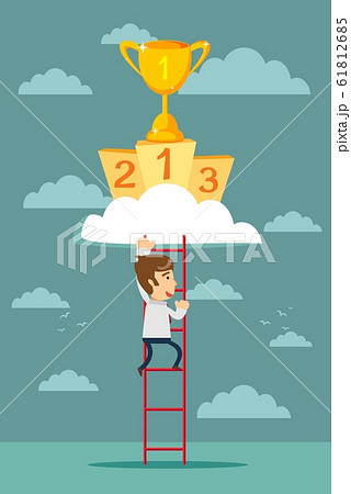 climb to trophy over clouds. 61812685