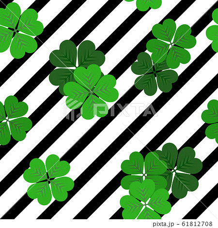 vector stripes seamless black and white pattern with green shamrocks 61812708