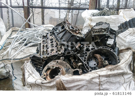 scrap metal from car parts taken at a scrap scrap metal from car parts taken at a scrap 61813146