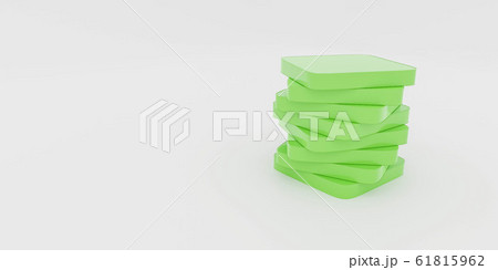 3d abstract green blocks in front of white background 3d render illustration 61815962