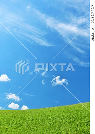 夏の青空と広い高原風景 61817417