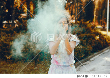 Cute girl have fun in a summer park 61817965