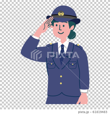 警察 女警官 敬禮 插圖素材 圖庫