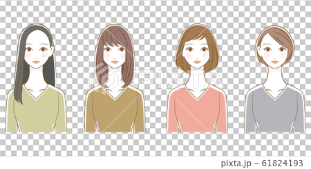 女性 ヘアスタイル イラストセット 03のイラスト素材