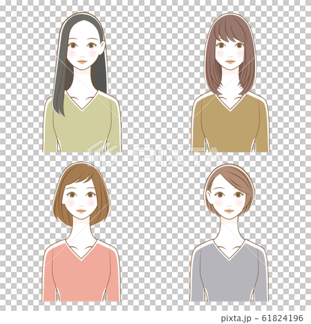 女性 ヘアスタイル イラストセット 04のイラスト素材