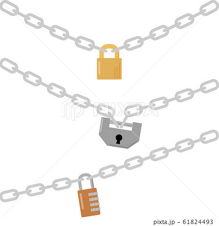ロックされた南京錠と鎖 のイラスト素材