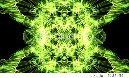 幻想的幾何学模様 CG 黄緑006 光 曲線 0128_115849のイラスト素材