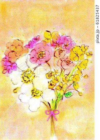 白いアネモネとラナンキュラスの花束のイラスト素材