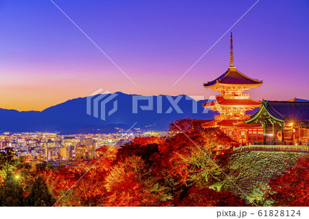 京都  秋の清水寺  三重塔　　　 61828124