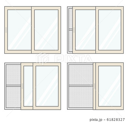 窓と網戸のセットのイラスト素材 6127