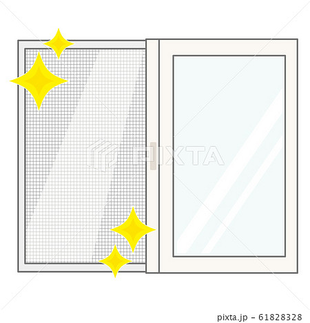 きれいな網戸 網戸の掃除イメージのイラスト素材 6128