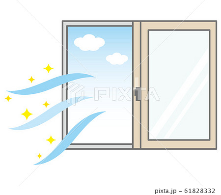 窓を開けた空気の換気イメージのイラスト素材 61828332 Pixta