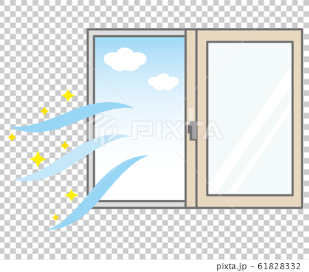 窓を開けた空気の換気イメージのイラスト素材 6132