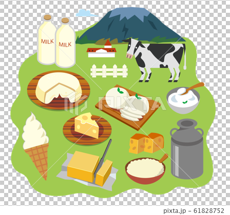 北海道 乳製品イメージイラストのイラスト素材