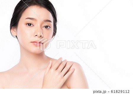 Portrait beautiful young asian woman clean fresh bare skin concept. Asian girl beauty face skincare 61829112
