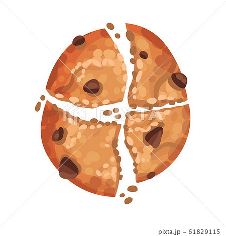 Oatmeal Cookie with Chocolate Crumbs Isolated on White Background Vector Item Oatmeal Cookie with Chocolate Crumbs Isolated on White Background Vector Item 61829115