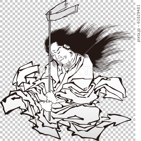 浮世絵　祈祷師　その1　白黒 61829481