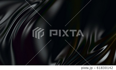 3D render beautiful folds of black silk in full screen, like a beautiful clean fabric background. Simple soft background with smooth folds like waves on a liquid surface. 16 61830142