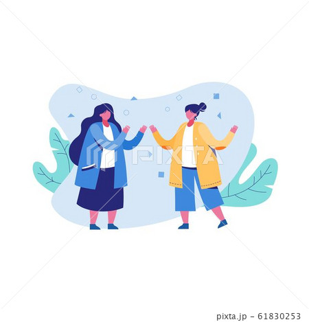 Vector flat illustration two woman friend enjoying conversation isolated on white background Vector flat illustration two woman friend enjoying conversation isolated on white background 61830253