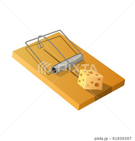 Spring Loaded Bar Mouse Trap Isolated On White のイラスト素材