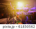 Drum set on stage and the light from the 61830562