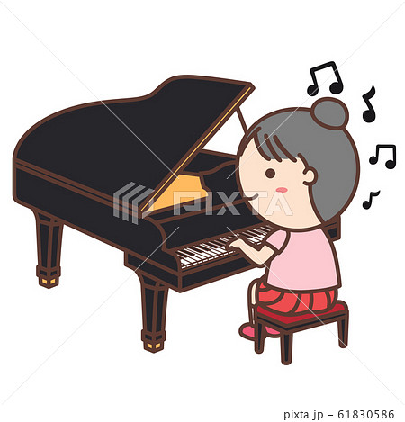 ピアノを弾く女の子のイラスト素材 61830586 Pixta