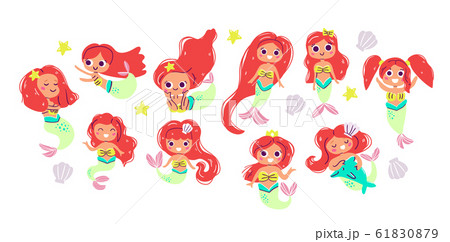 cute european red hair mermaids illustrations cute european red hair mermaids illustrations 61830879