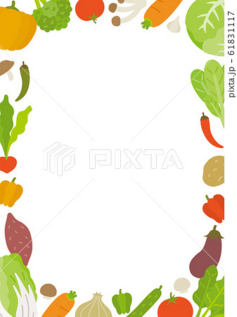 野菜のフレーム 長方形 のイラスト素材