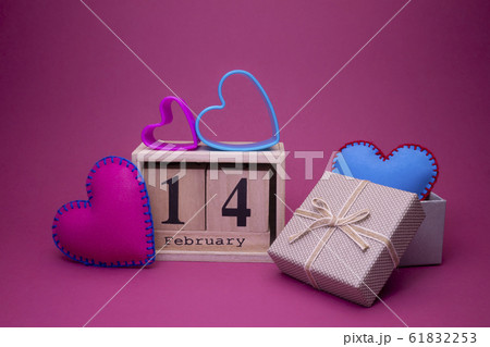 Pink and blue hearts in Valentines Day background Pink and blue hearts in Valentines Day background 61832253