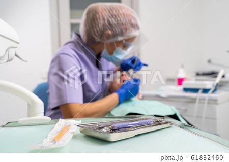 dental tools on a tray 61832460
