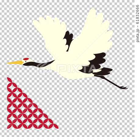 飛んでいる鶴 背景素材 ベクター イラストのイラスト素材