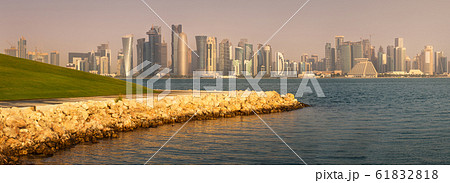 Skyline of West Bay and stony bank Doha, Qatar Skyline of West Bay and stony bank Doha, Qatar 61832818