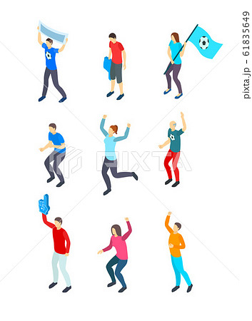 People Fans Football 3d Icon Set Isometric View. Vector 61835649