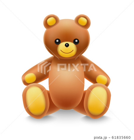 Realistic Detailed 3d Baby Toy Teddy Bear. Vector 61835660