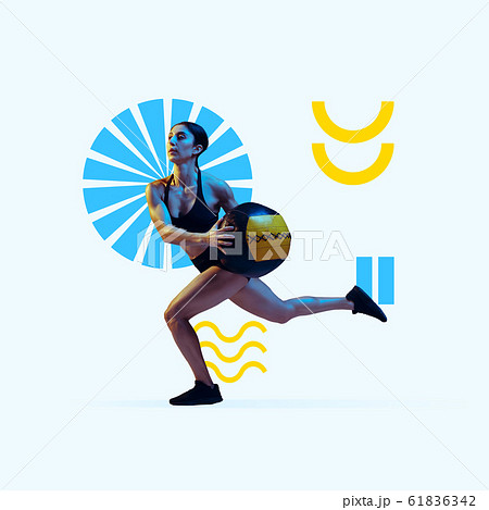 Sport and geometric style. Modern design. Contemporary art collage. 61836342