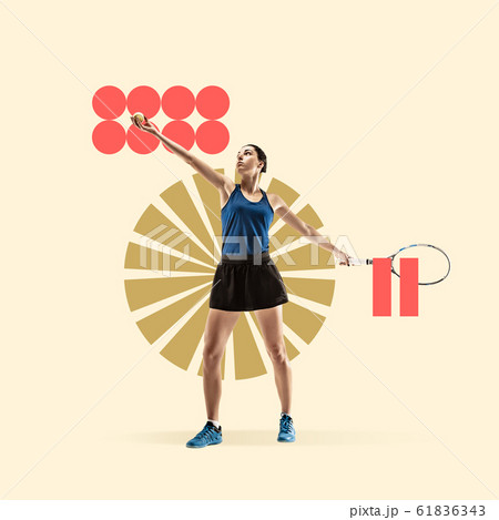 Sport and geometric style. Modern design. Contemporary art collage. 61836343