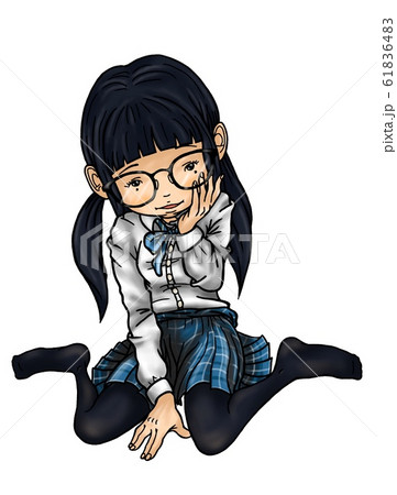 部屋で友達とくつろぐ女子生徒のイラスト素材 6164