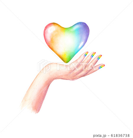 Beautiful woman's hand with LGBT flag colors 61836738