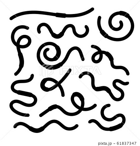 Cartoon Silhouette Black Earth Worms Icon Set. Vector 61837347