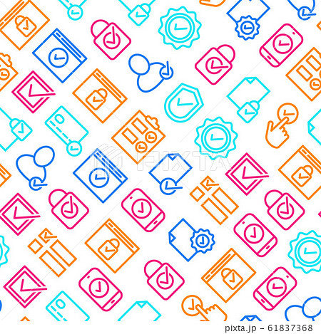 Check Mark Signs Thin Line Seamless Pattern Background. Vector Check Mark Signs Thin Line Seamless Pattern Background. Vector 61837368