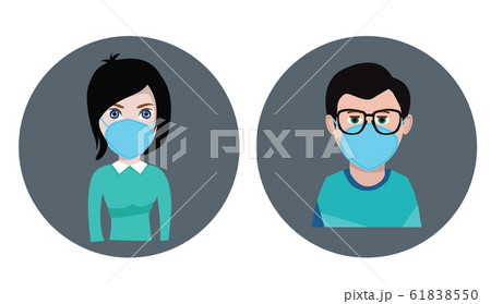 Vector breathing mask on male and female face dust Vector breathing mask on male and female face dust 61838550
