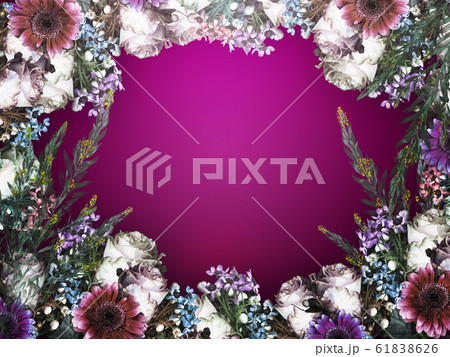 ヴィンティージなアンティークフラワーのフレームのイラスト素材