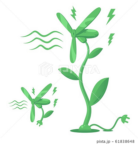 Live plant wind turbine generates eco green energy 61838648