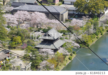 ロープウェイから眺めた吉香公園の建物 61840213