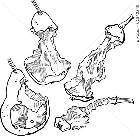 Set of stubs of pear on white background isolate 61840249