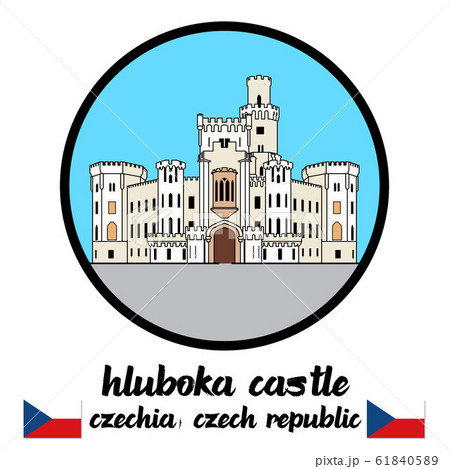Circle icon Hluboka Castle . vector illustration 61840589